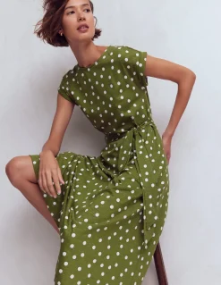Boden Tenues De Travail|Robes & Combinaisons-Robe midi Eve en jersey Olive, pois peints