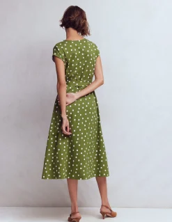 Boden Tenues De Travail|Robes & Combinaisons-Robe midi Eve en jersey Olive, pois peints