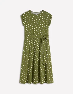 Boden Tenues De Travail|Robes & Combinaisons-Robe midi Eve en jersey Olive, pois peints
