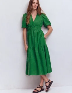 Boden Robes & Combinaisons|Midi-Robe midi Irene en lin Vert des Highlands
