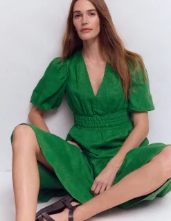 Boden Robes & Combinaisons|Midi-Robe midi Irene en lin Vert des Highlands