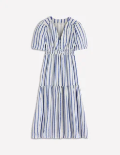 Boden Robes & Combinaisons|Midi-Robe midi Irene en lin Rayé bleu