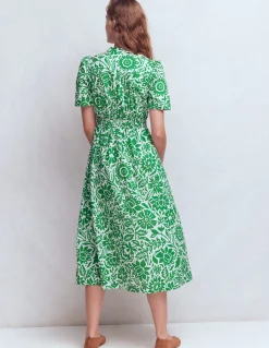 Boden Robes & Combinaisons|Midi-Robe midi Ivy en coton Vert verdoyant, motif Meadow Scatter