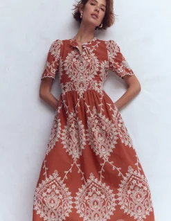 Boden Robes & Combinaisons|Midi-Robe midi Ivy en coton Broderie rouille