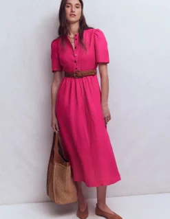 Boden Robes & Combinaisons|Midi-Robe midi Ivy en lin Rose pivoine