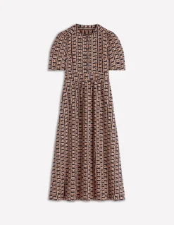 Boden Tenues De Travail|Robes & Combinaisons-Robe midi Ivy en lin Bleu marine foncé, motif Rope Trellis