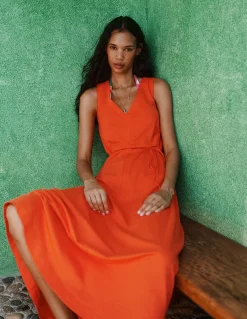 Boden Robes & Combinaisons|Robes Coupe Petite-Robe midi Mia en jersey à col V Rouge pétard