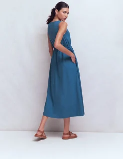 Boden Robes & Combinaisons|Robes Coupe Petite-Robe midi Mia en jersey à col V Bleu tourmaline