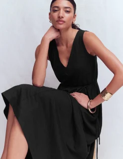 Boden Robes & Combinaisons|Robes Coupe Petite-Robe midi Mia en jersey à col V Noir