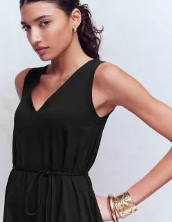 Boden Robes & Combinaisons|Robes Coupe Petite-Robe midi Mia en jersey à col V Noir