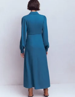 Boden Tenues De Travail|Robes & Combinaisons-Robe midi Pip zippée en point de Rome Bleu tourmaline