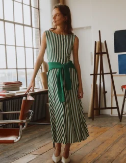 Boden Robes & Combinaisons|Midi-Robe midi Tamsin en jersey Vert frais, rayé