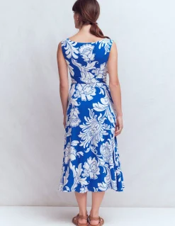Boden Robes & Combinaisons|Midi-Robe midi Tamsin en jersey Bleu, motif Botanical Flourish Mono