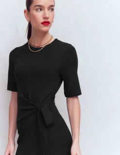 Boden Tenues De Travail|Robes & Combinaisons-Robe midi Zinnia en point de Rome à nouer Noir