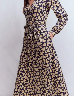 Boden Robes & Combinaisons|Midi-Robe Naomi à manches longues en jersey Bleu marine foncé, motif Heart Scatter