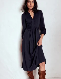 Boden Robes & Combinaisons|Midi-Robe Naomi à manches longues en jersey Bleu marine