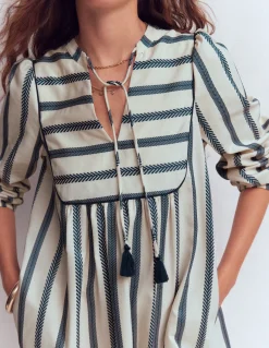 Boden Robes & Combinaisons|Robes Coupe Petite-Robe Pia en coton à empiècement Rayé bleu