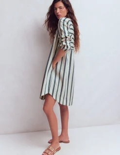 Boden Robes & Combinaisons|Robes Coupe Petite-Robe Pia en coton à empiècement Rayé bleu