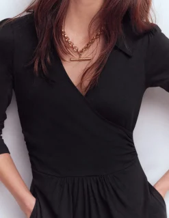 Boden Tenues De Travail|Robes & Combinaisons-Robe portefeuille Carla en jersey Noir