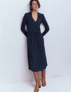 Boden Tenues De Travail|Robes & Combinaisons-Robe portefeuille Carla en jersey Bleu marine