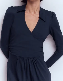 Boden Tenues De Travail|Robes & Combinaisons-Robe portefeuille Carla en jersey Bleu marine