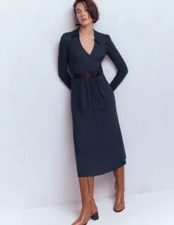 Boden Tenues De Travail|Robes & Combinaisons-Robe portefeuille Carla en jersey Bleu marine