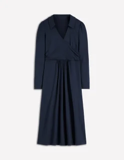 Boden Tenues De Travail|Robes & Combinaisons-Robe portefeuille Carla en jersey Bleu marine