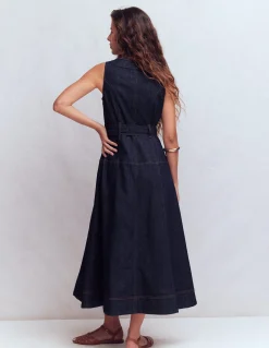 Boden Robes & Combinaisons|Midi-Robe sans manches zippée en jean Indigo Délavé