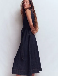 Boden Robes & Combinaisons|Midi-Robe sans manches zippée en jean Indigo Délavé