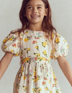 Boden Robes-Robe style vintage à ceinture large Motif floral citron ivoire doux