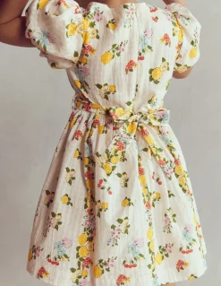Boden Robes-Robe style vintage à ceinture large Motif floral citron ivoire doux