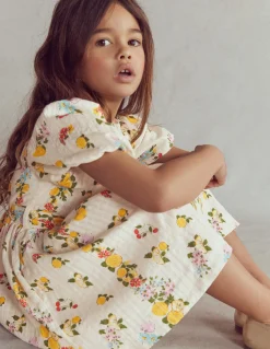 Boden Robes-Robe style vintage à ceinture large Motif floral citron ivoire doux