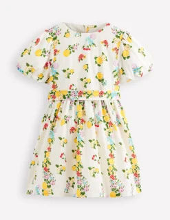 Boden Robes-Robe style vintage à ceinture large Motif floral citron ivoire doux