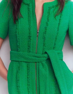 Boden Tenues De Travail|Robes & Combinaisons-Robe texturée Ruth à fermeture zippée Vert des Highlands