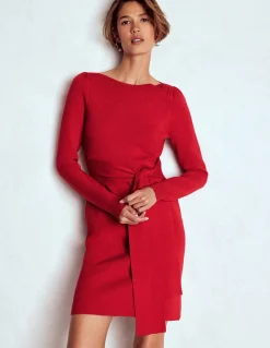 Boden Tenues De Travail|Robes & Combinaisons-Robe Tiana nouée sur le devant en maille Rouge Mérida