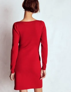 Boden Tenues De Travail|Robes & Combinaisons-Robe Tiana nouée sur le devant en maille Rouge Mérida