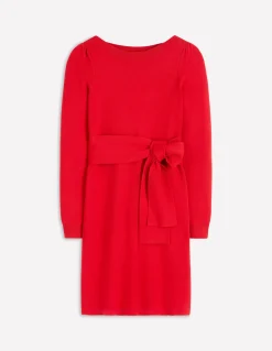 Boden Tenues De Travail|Robes & Combinaisons-Robe Tiana nouée sur le devant en maille Rouge Mérida