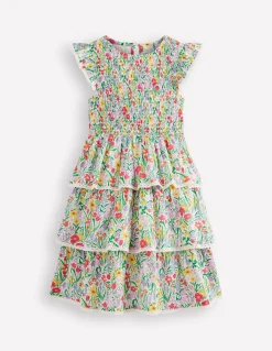 Boden Robes-Robe tissée à dentelle et volants Motif Spring Floral multi