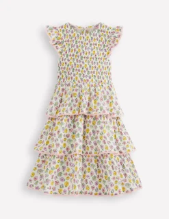 Boden Robes-Robe tissée à dentelle et volants Motif Rosa ivoire doux