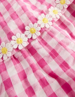 Boden Robes-Robe tissée à volants Pâquerettes vichy rose
