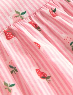Boden Robes|Ensembles Assortis-Robe tissée froncée Rayé fraise rose