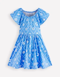 Boden Robes-Robe tournoyante à manches virevoltantes Sirènes bleu cabanon