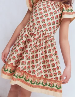 Boden Robes-Robe tournoyante à manches virevoltantes Motif floral xylographique multi