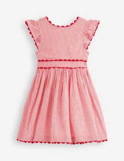 Boden Robes-Robe virevoltante à détails en zigzag Rayé Rouge