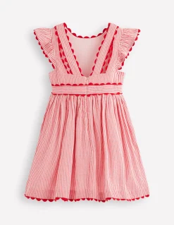 Boden Robes-Robe virevoltante à détails en zigzag Rayé Rouge