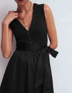 Boden Tenues De Travail|Midi-Robe zippée sur le devant en mélange de techniques Noir