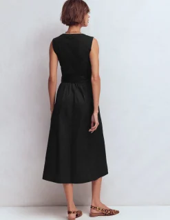 Boden Tenues De Travail|Midi-Robe zippée sur le devant en mélange de techniques Noir