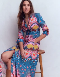 Boden Robes & Combinaisons|Longues-Robe-chemise à motif pêle-mêle et taille empire Multi, motif Starburst Heart