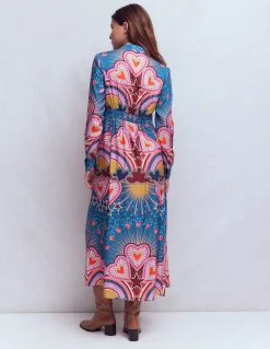 Boden Robes & Combinaisons|Longues-Robe-chemise à motif pêle-mêle et taille empire Multi, motif Starburst Heart