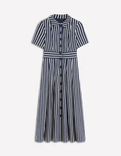 Boden Tenues De Travail|Robes & Combinaisons-Robe-chemise Bridget en point de Rome Bleu Marine/Ivoire